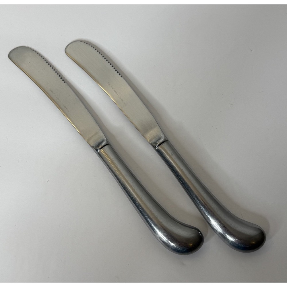 VTG ROGERS Lot 2 Dinner Knife Stainless Steel Made in Korea Pistol Grip 9.25"L